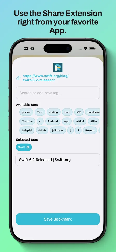 Saving a page from another app with the share extension